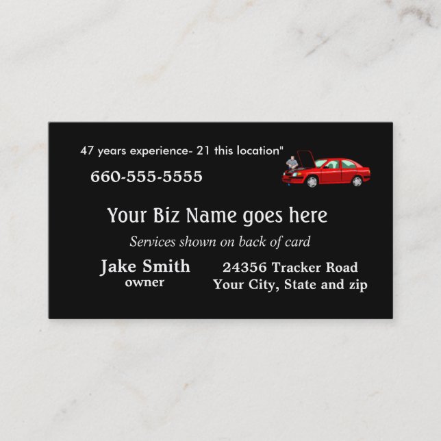 Mechanic Business Card2- customise Appointment Card (Front)