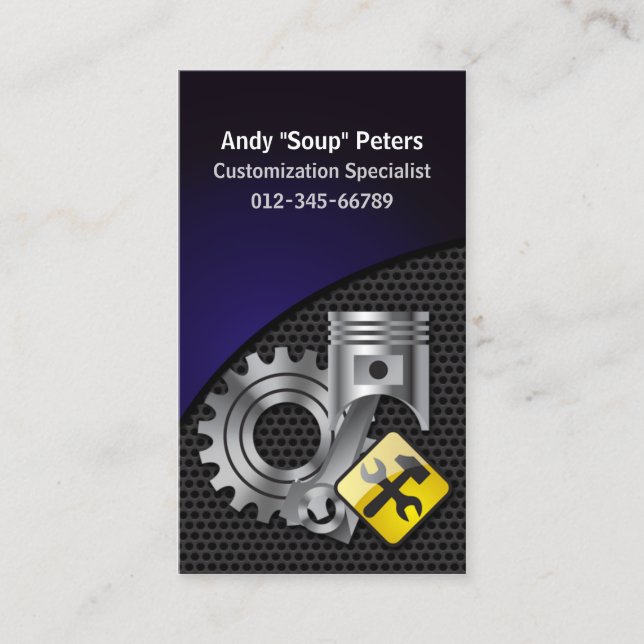 Mechanic Business Card Piston and Gear (Front)