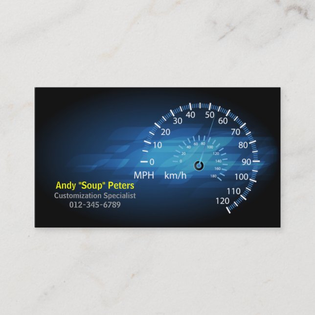 Mechanic Business Card RPM Speedometer (Front)