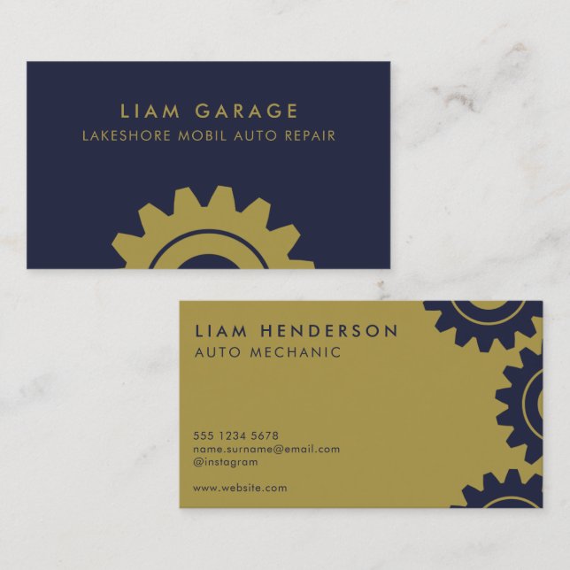 Mechanic Business Cards Mobil Auto Repair (Front/Back)