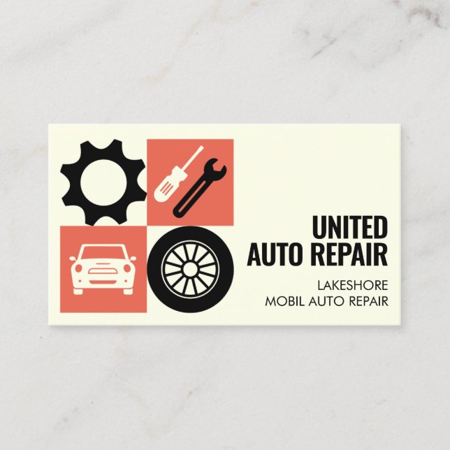Mechanic Business Cards Mobil Auto Repair (Front)