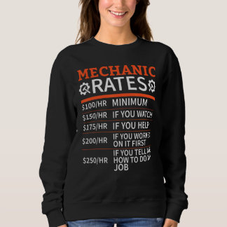 Mechanic Car Garage  Mechanic Rates Sweatshirt