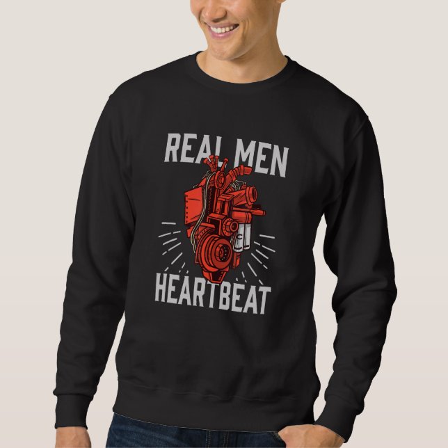 Mechanic Car Locksmith Men's Engine Heartbeat V8 T Sweatshirt (Front)