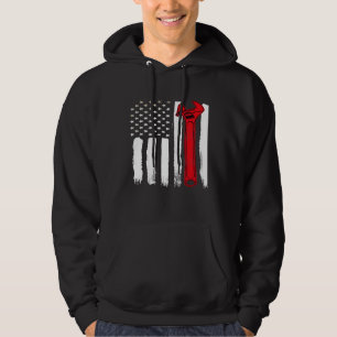 Mechanic Car Repair Patriotic American Flag Hoodie