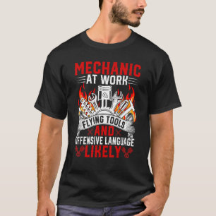 Mechanic Caution Message Auto Car Mechanic Dad Men T-Shirt