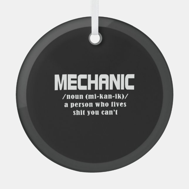 Mechanic Christmas Glass Tree Decoration (Front)