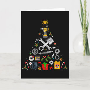 Mechanic Christmas Ornament Tree In Garage Car Mec Card