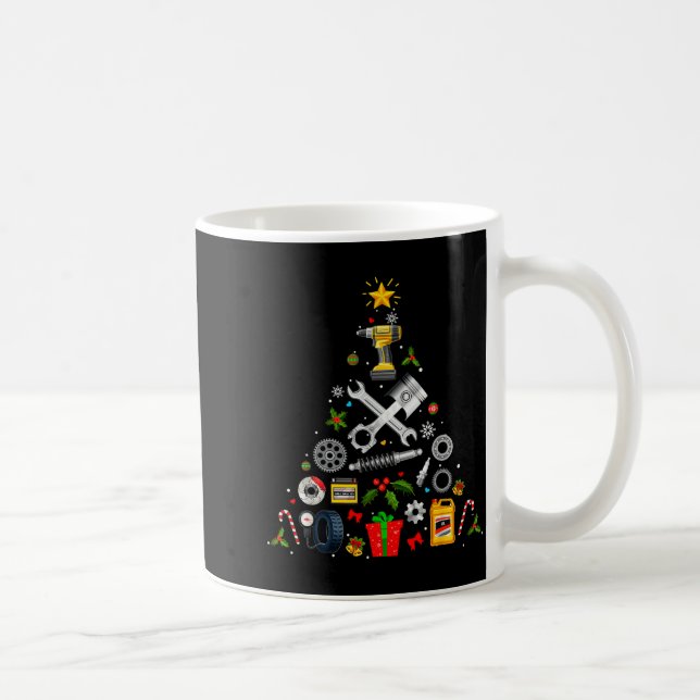 Mechanic Christmas Ornament Tree In Garage Car Mec Coffee Mug (Right)