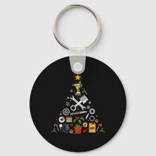 Mechanic Christmas Ornament Tree In Garage Car Mec Key Ring