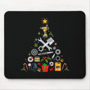Mechanic Christmas Ornament Tree In Garage Car Mec Mouse Pad
