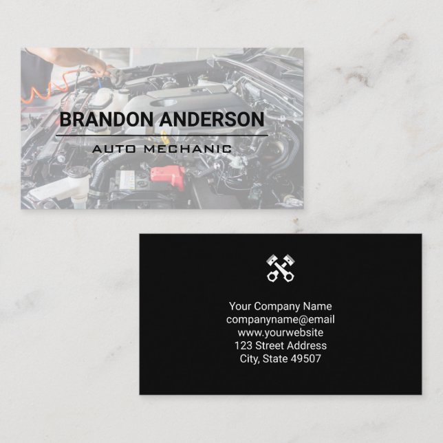 Mechanic Cleaning Engine Business Card (Front/Back)