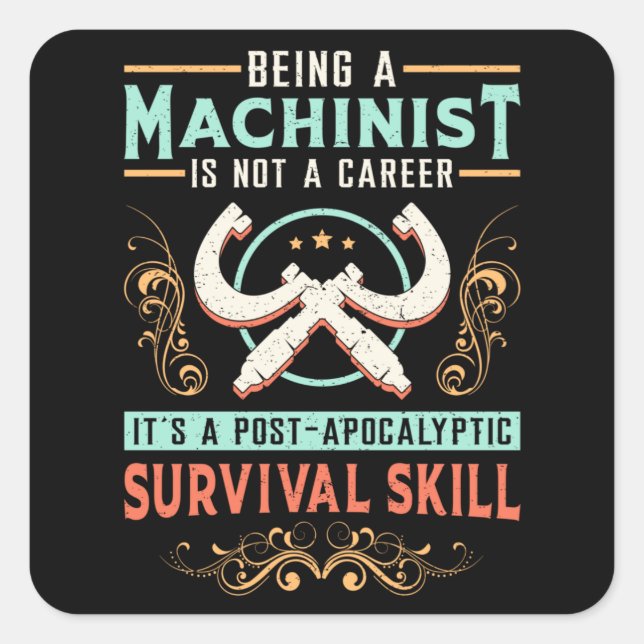 Mechanic CNC Machinist Machinist Machine Gift Idea Square Sticker (Front)