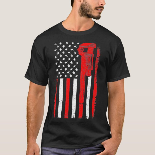 Mechanic CNC Mechanic Tools USA Flag Handyman T-Shirt (Front)