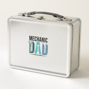 Mechanic Dad Vintage Tool Typography Design_1 Metal Lunch Box