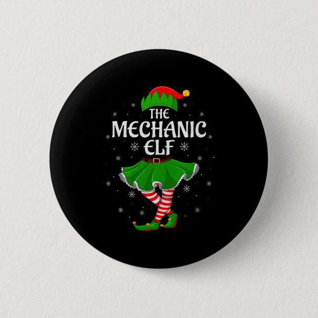 Mechanic Elf Christmas Family Girls Women Elf Squa 6 Cm Round Badge (Front)