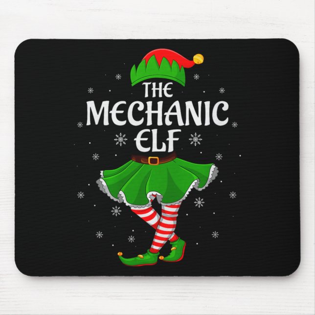 Mechanic Elf Christmas Family Girls Women Elf Squa Mouse Pad (Front)