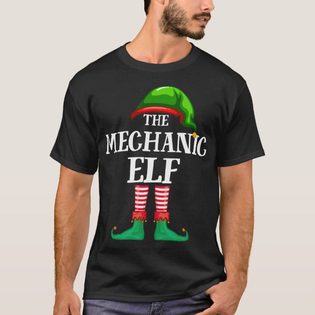 Mechanic Elf Matching Family Christmas Pajama T-Shirt (Front)