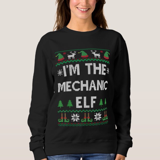Mechanic Elf Ugly Christmas Sweatshirt (Front)