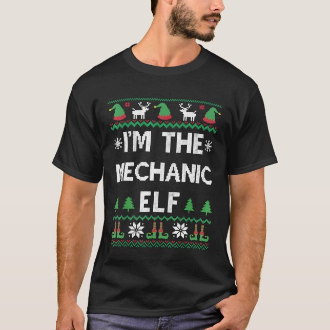Mechanic Elf Ugly Christmas T-Shirt (Front)