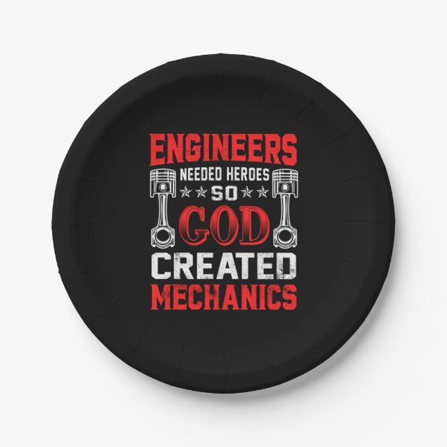 Mechanic Engineers Needed Heroes Paper Plate (Front)