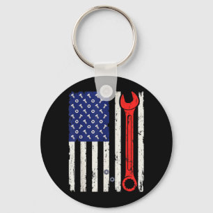 Mechanic Flag Aamerican Patriotic Car Mechanic Usa Key Ring