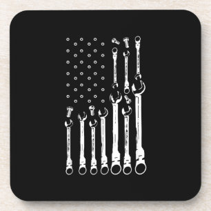 Mechanic Flag American Patriotic Flag Car Mechanic Coaster