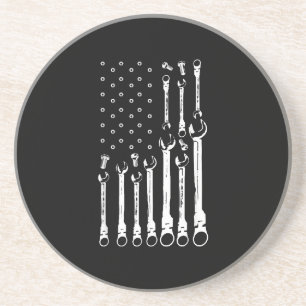 Mechanic Flag American Patriotic Flag Car Mechanic Coaster