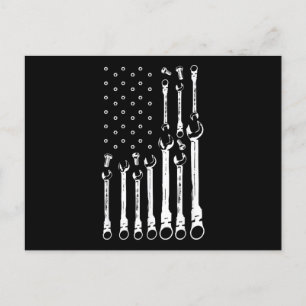 Mechanic Flag American Patriotic Flag Car Mechanic Holiday Postcard