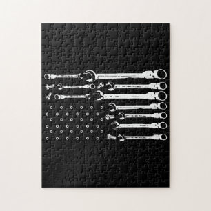 Mechanic Flag American Patriotic Flag Car Mechanic Jigsaw Puzzle