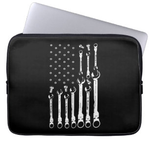 Mechanic Flag American Patriotic Flag Car Mechanic Laptop Sleeve