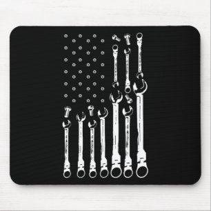Mechanic Flag American Patriotic Flag Car Mechanic Mouse Pad