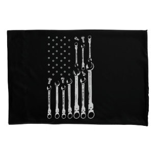 Mechanic Flag American Patriotic Flag Car Mechanic Pillowcase