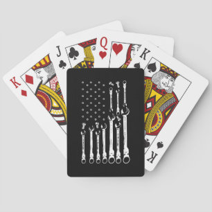 Mechanic Flag American Patriotic Flag Car Mechanic Playing Cards