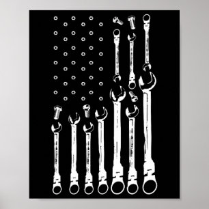 Mechanic Flag American Patriotic Flag Car Mechanic Poster