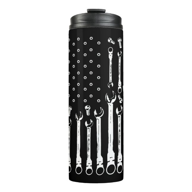 Mechanic Flag American Patriotic Flag Car Mechanic Thermal Tumbler (Front)