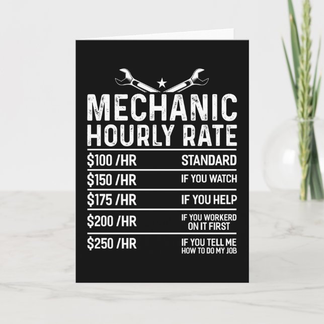 Mechanic Funny Mechanical Workshop Gift Idea Card (Front)