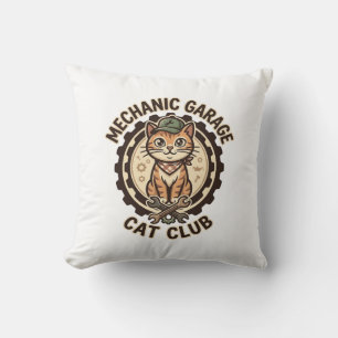 Mechanic Garage Cat POD Vector Art - Mechanic Gara Cushion