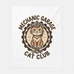 Mechanic Garage Cat POD Vector Art - Mechanic Gara Fleece Blanket