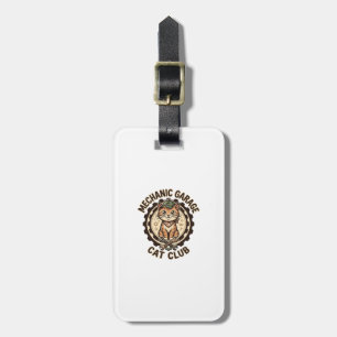 Mechanic Garage Cat POD Vector Art - Mechanic Gara Luggage Tag