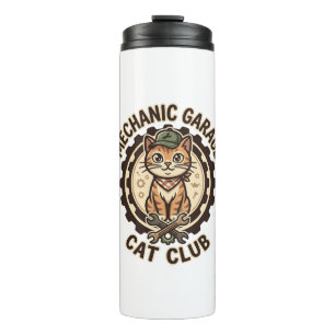 Mechanic Garage Cat POD Vector Art - Mechanic Gara Thermal Tumbler