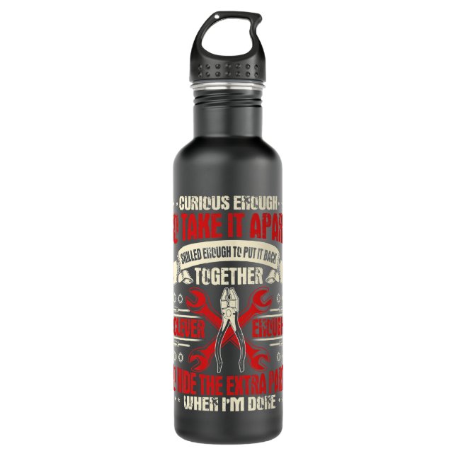Mechanic Gifts Funny Car Repair Design On Back   710 Ml Water Bottle (Front)