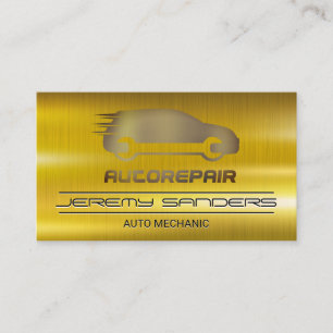 Mechanic Gold Metal Auto Services Business Card