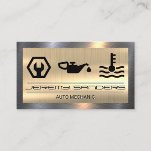 Mechanic Gold Metal Border Tools Services Business Card