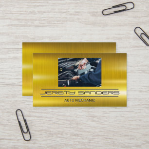 Mechanic Gold Metal Engine Work Business Card