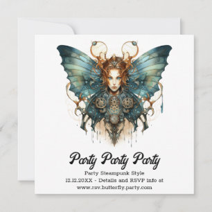 Mechanic Hairstrena Butterfly Steampunk Wedding  Announcement