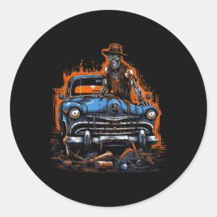 Mechanic Halloween Graphic Tees For Men Classic Round Sticker