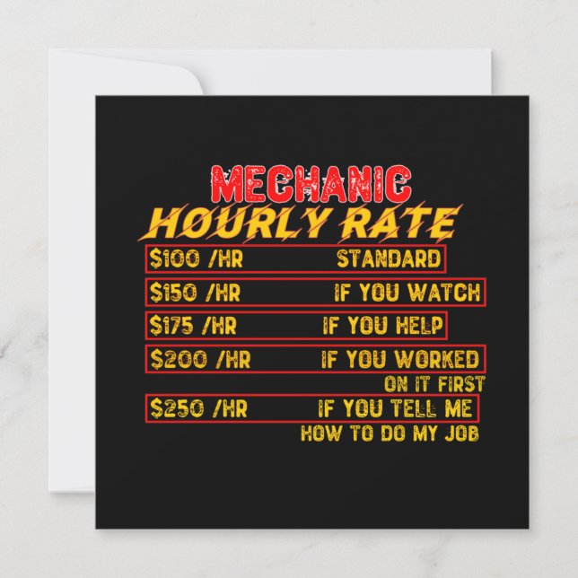 Mechanic Hourly Rate Invitation (Front)
