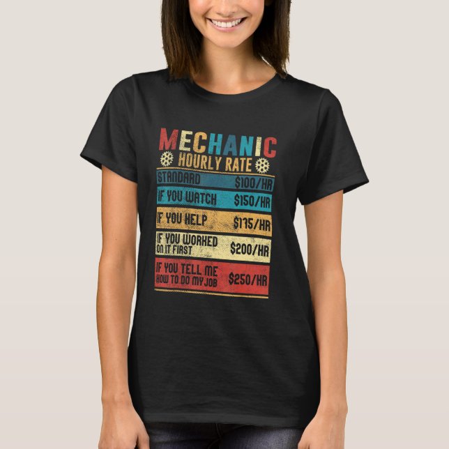 Mechanic Hourly Rate Labour Rates  Co Workers Car T-Shirt (Front)