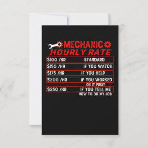 Mechanic Hourly Rate - Mechanical Thank You Card