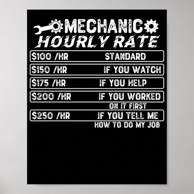 Mechanic Hourly Rate Poster (Front)